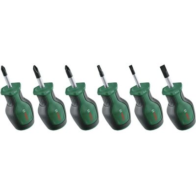 Bosch Set van 6 Extra-Korte Schroevendraaiers - Ergonomisch, Magnetisch Bosch Set van 6 Extra-Korte Schroevendraaiers - Ergonomisch, Magnetisch