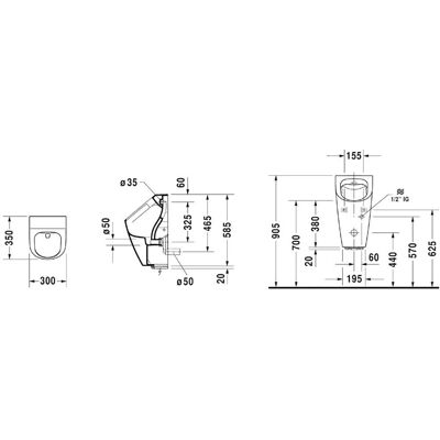Duravit Me by Starck rimless Elektronisches Urinal - HygieneGlaze Duravit Me by Starck rimless Elektronisches Urinal - HygieneGlaze