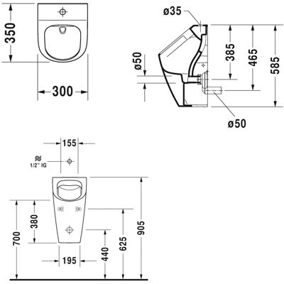 Duravit ME by Starck Urinal - Weiß, Ohne Fliege, 30x35cm Duravit ME by Starck Urinal - Weiß, Ohne Fliege, 30x35cm
