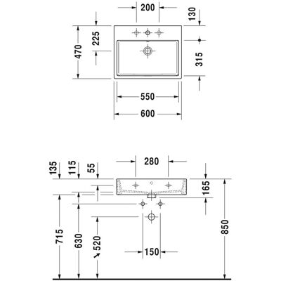 Duravit Wand-Waschtisch Weiß Vero Air 60x47cm Duravit Wand-Waschtisch Weiß Vero Air 60x47cm