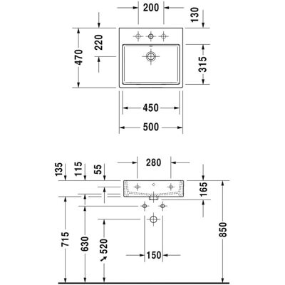 Duravit Vero Air Waschtisch - 50x47cm, Wandmontage, weiß, ohne Überlauf Duravit Vero Air Waschtisch - 50x47cm, Wandmontage, weiß, ohne Überlauf