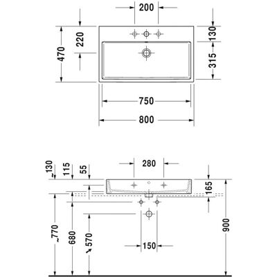 Chiuvetă Duravit Vero Air - 80x47cm, Alb, Montaj pe perete, 1 orificiu pentru robinet Chiuvetă Duravit Vero Air - 80x47cm, Alb, Montaj pe perete, 1 orificiu pentru robinet