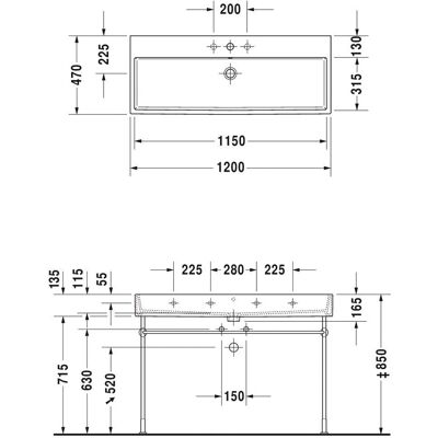 Duravit Vero Air Wandwaschtisch - Weiß, 120x47cm Duravit Vero Air Wandwaschtisch - Weiß, 120x47cm