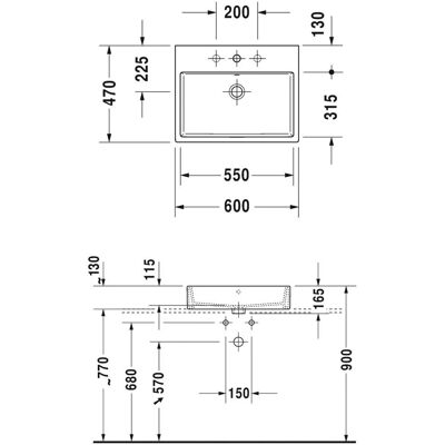 Duravit Vero Air Waschbecken 60x47cm, Hochglanz, Wandmontage - VERO AIR Duravit Vero Air Waschbecken 60x47cm, Hochglanz, Wandmontage - VERO AIR