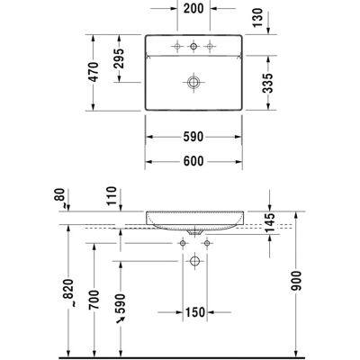 Lavoar Duravit DuraSquare - Dreptunghiular, 600mm, Alb Lavoar Duravit DuraSquare - Dreptunghiular, 600mm, Alb