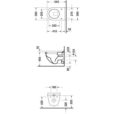 Duravit Starck 3 Wand-WC Weiß Hochglanz - Keramik Duravit Starck 3 Wand-WC Weiß Hochglanz - Keramik