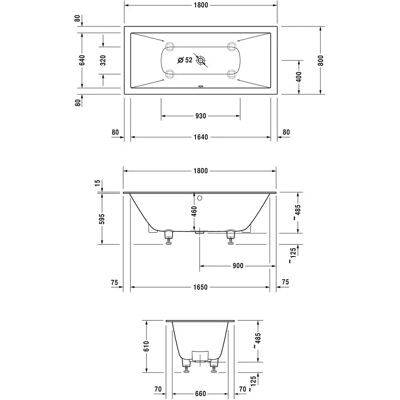 Duravit DuraSquare Badewanne - Rechteckig, 2 Rückenlehnen, Weiß - 1800 x 800 mm - Badewanne Duravit DuraSquare Badewanne - Rechteckig, 2 Rückenlehnen, Weiß - 1800 x 800 mm - Badewanne