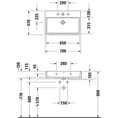Lavabo Duravit Vero Air - Un foro per il miscelatore, Montaggio a parete, Bianco Lavabo Duravit Vero Air - Un foro per il miscelatore, Montaggio a parete, Bianco
