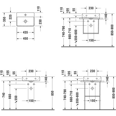 Duravit DuraSquare 450x350mm Wandwaschbecken - Weiß Duravit DuraSquare 450x350mm Wandwaschbecken - Weiß