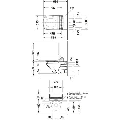 Duravit DuraStyle Wand-WC - Quadratisch, 4,5L, Weiß Duravit DuraStyle Wand-WC - Quadratisch, 4,5L, Weiß