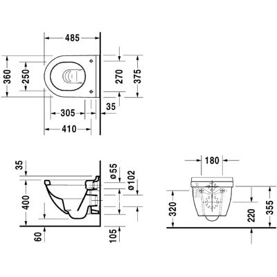 Duravit Starck 3 WC suspendat compact - Alb lucios HygieneGlaze Duravit Starck 3 WC suspendat compact - Alb lucios HygieneGlaze