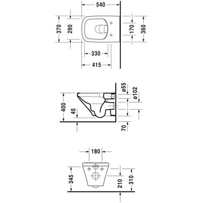 Duravit DuraStyle Wand-WC - Rimless, Weiß Hochglanz, 4,5L Duravit DuraStyle Wand-WC - Rimless, Weiß Hochglanz, 4,5L