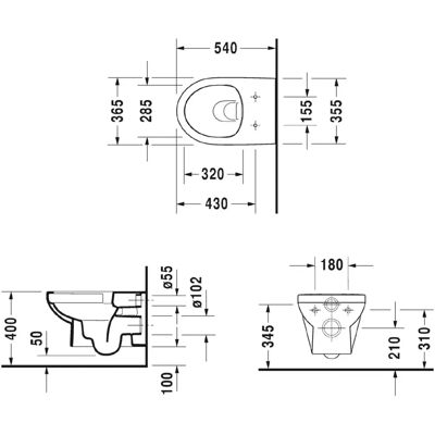 Duravit No.1 Vægtoilet - Rimless, 4,5L, Hvid Duravit No.1 Vægtoilet - Rimless, 4,5L, Hvid