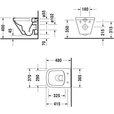 Duravit DuraStyle Kompakt Wand-WC - Rimless, 4,5L Duravit DuraStyle Kompakt Wand-WC - Rimless, 4,5L