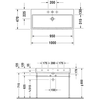 Lavoar Duravit Vero Air - Cu sifon de exces, 1000x470 mm, Alb - Lavoar Lavoar Duravit Vero Air - Cu sifon de exces, 1000x470 mm, Alb - Lavoar