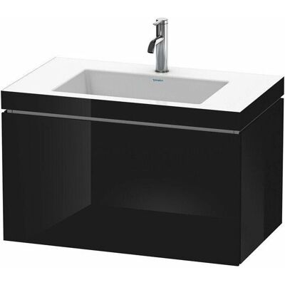Duravit L-Cube wandhäng Waschbecken, Schwarz Hochglanz, 80x48cm - Badmöbelset Duravit L-Cube wandhäng Waschbecken, Schwarz Hochglanz, 80x48cm - Badmöbelset