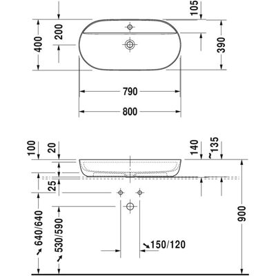 Duravit Weiß Hochglanz DuraCeram Waschbecken 80cm - Waschbecken Duravit Weiß Hochglanz DuraCeram Waschbecken 80cm - Waschbecken