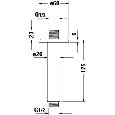 Brat de duș universal Duravit - 125 mm Conexiune la tavan - Rozetă rotundă - Cromat Brat de duș universal Duravit - 125 mm Conexiune la tavan - Rozetă rotundă - Cromat