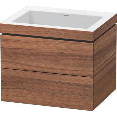 Lavabo Duravit L-Cube a parete con due cassetti - Noce naturale decorato Lavabo Duravit L-Cube a parete con due cassetti - Noce naturale decorato
