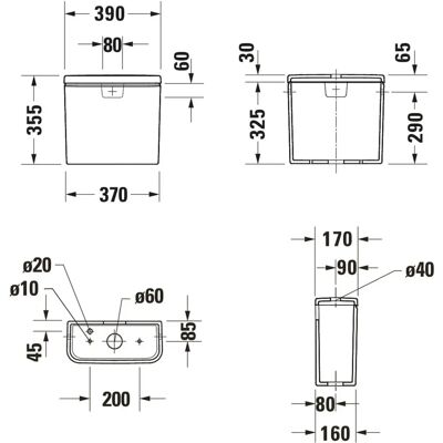 Duravit DuraStyle Basic Spülkasten - Weiß - Dual-Flush Duravit DuraStyle Basic Spülkasten - Weiß - Dual-Flush