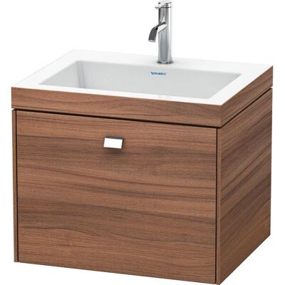 Duravit Nussbaum Wandhängendes Waschtisch-Set - 60x48 cm, 1 Schublade, Kein Überlauf, Chromgriff Duravit Nussbaum Wandhängendes Waschtisch-Set - 60x48 cm, 1 Schublade, Kein Überlauf, Chromgriff