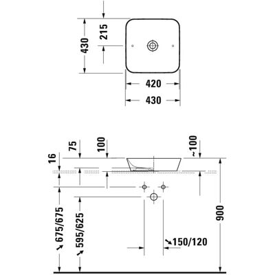 Duravit Cape Cod Quadratische Aufsatzbecken - 430x430 mm - Weiß Hochglanz Duravit Cape Cod Quadratische Aufsatzbecken - 430x430 mm - Weiß Hochglanz