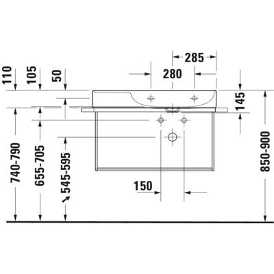 Duravit DuraSquare Wandwaschtisch - Rechteckig, 1 Hahnloch, Weiß Duravit DuraSquare Wandwaschtisch - Rechteckig, 1 Hahnloch, Weiß