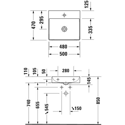 Lavabo Duravit DuraSquare 50x47cm Sans Trop-plein Blanc - Publicité Lavabo Duravit DuraSquare 50x47cm Sans Trop-plein Blanc - Publicité