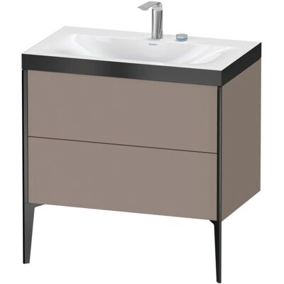 Duravit Xviu C-Bonded Set Waschbecken 2 Schubladen 80x48cm - Basalt Matt/Schwarz Matt/Griff Duravit Xviu C-Bonded Set Waschbecken 2 Schubladen 80x48cm - Basalt Matt/Schwarz Matt/Griff