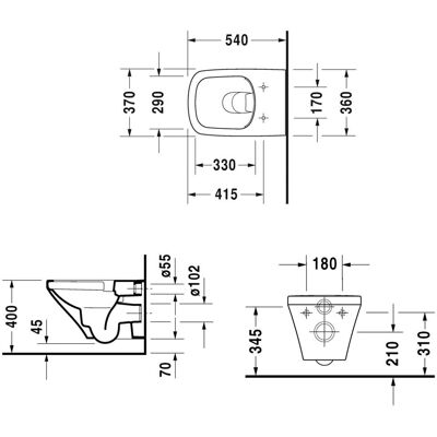 Duravit DuraStyle WC Weiß mit Wondergliss - Wand-WC-Set Duravit DuraStyle WC Weiß mit Wondergliss - Wand-WC-Set