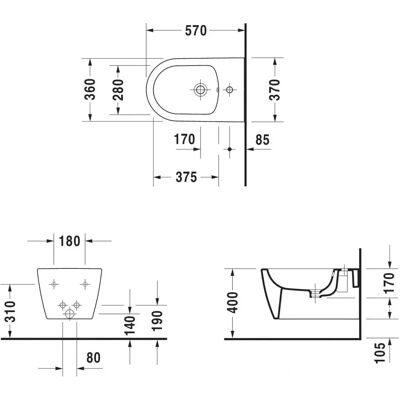 Duravit Me by Starck Wand-Bidet - Weiß Seidenmatt - Bidet Duravit Me by Starck Wand-Bidet - Weiß Seidenmatt - Bidet