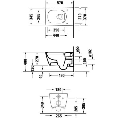 Duravit Viu vægtoilet - kantfrit, 4,5L, Hvid, WonderGliss Duravit Viu vægtoilet - kantfrit, 4,5L, Hvid, WonderGliss