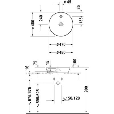 Duravit - Chiuveta rotundă 480mm DuraCeram - Chiuvetă de baie Duravit - Chiuveta rotundă 480mm DuraCeram - Chiuvetă de baie