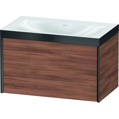 Duravit Nussbaum Natur / Profil Schwarz Matt Wandmontierter Rechteck Waschtisch Set - Badezimmermöbel Duravit Nussbaum Natur / Profil Schwarz Matt Wandmontierter Rechteck Waschtisch Set - Badezimmermöbel