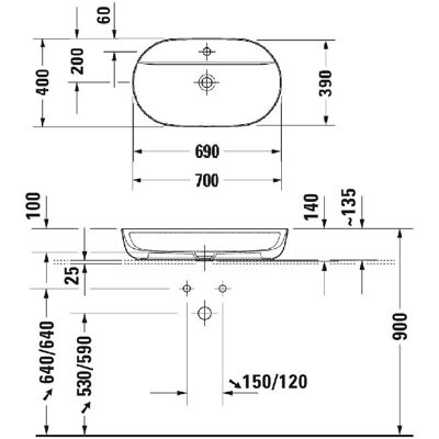 Chiuveta Duravit Luv - 70x40cm, Albă, DuraCeram Chiuveta Duravit Luv - 70x40cm, Albă, DuraCeram