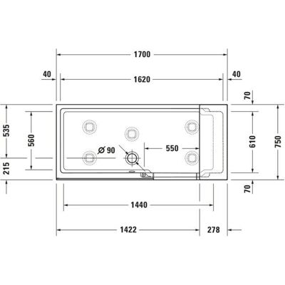Duravit Rechteckbadewanne mit linker Glaswand und Nische - Badelösung Duravit Rechteckbadewanne mit linker Glaswand und Nische - Badelösung