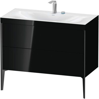 Duravit Xviu Badezimmer-Set - 2 Schubladen, Schwarz Hochglanz/Matt Duravit Xviu Badezimmer-Set - 2 Schubladen, Schwarz Hochglanz/Matt