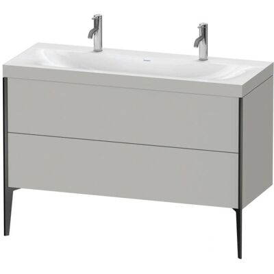 Duravit Xviu C-Bonded Set Doppelwaschtisch 2 Auszüge mit Hahnloch 1200 x 480 x 610 mm - Betongrau Matt/Schwarz Matt - Modell XV4713OB207C Duravit Xviu C-Bonded Set Doppelwaschtisch 2 Auszüge mit Hahnloch 1200 x 480 x 610 mm - Betongrau Matt/Schwarz Matt - Modell XV4713OB207C