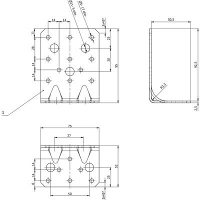 FP Schwerlast-Winkel 95x53x75mm Lasten- tragender Eckverbinder FP Schwerlast-Winkel 95x53x75mm Lasten- tragender Eckverbinder