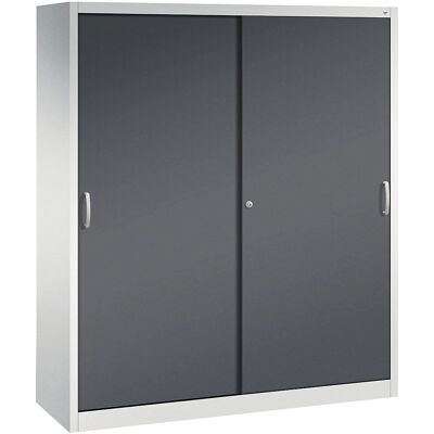 C+P Armoire en Acier ACURADO - 8 Étagères, Portes Coulissantes, Gris Clair / Gris Foncé - Publicité C+P Armoire en Acier ACURADO - 8 Étagères, Portes Coulissantes, Gris Clair / Gris Foncé - Publicité