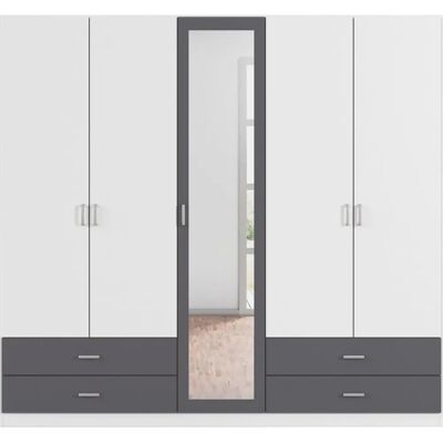 Rauch Borbona Kleiderschrank - 5-türig, Weiß & Metallic Rauch Borbona Kleiderschrank - 5-türig, Weiß & Metallic