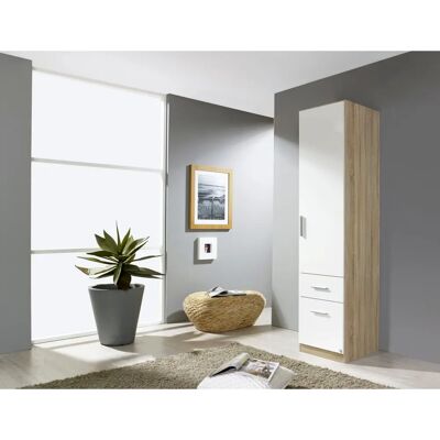 RAUCH Celle Kleiderschrank - Eiche Sonoma, Hochglanz Weiß, Alu-Griffe - Kleiderschrank RAUCH Celle Kleiderschrank - Eiche Sonoma, Hochglanz Weiß, Alu-Griffe - Kleiderschrank