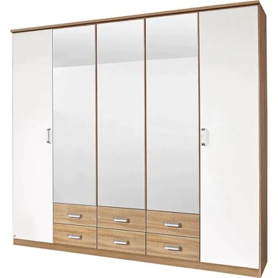 Rauch Gandra Kleiderschrank - Weiß/Struktureiche - 5 Türen Rauch Gandra Kleiderschrank - Weiß/Struktureiche - 5 Türen