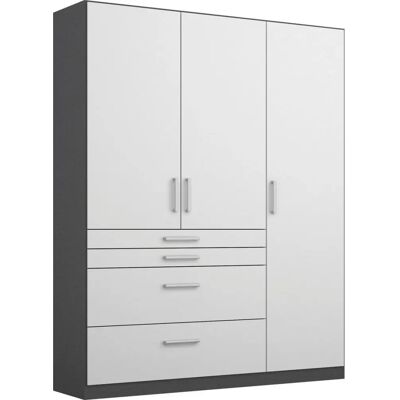 Rauch Homburg Kleiderschrank - Modern, Grau-Weiß Hochglanz Rauch Homburg Kleiderschrank - Modern, Grau-Weiß Hochglanz