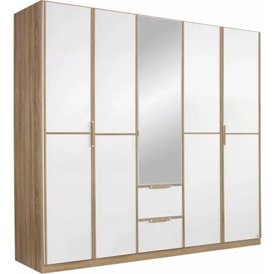 Kleiderschrank Essensa - 5-türig, Weiß, Struktureiche, 226x229x54cm Kleiderschrank Essensa - 5-türig, Weiß, Struktureiche, 226x229x54cm