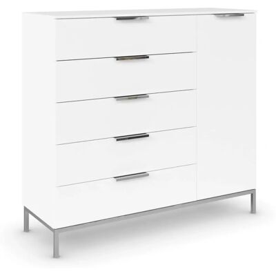 Rauch Flipp Weiß Sideboard mit 5 Schubladen - Stauraummöbel Rauch Flipp Weiß Sideboard mit 5 Schubladen - Stauraummöbel