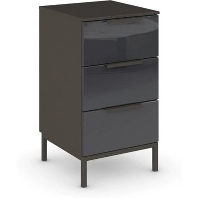 Rauch Flipp Nachtkommode - 3 Schubladen, grau, Holz, Soft-Close Rauch Flipp Nachtkommode - 3 Schubladen, grau, Holz, Soft-Close