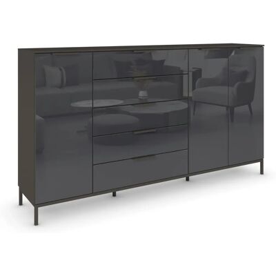 RAUCH Flipp Sideboard - 3-türig, 5 Schubladen, Soft-Close, grau RAUCH Flipp Sideboard - 3-türig, 5 Schubladen, Soft-Close, grau