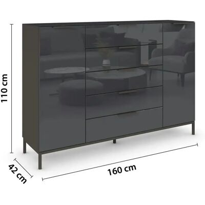 Rauch Flipp Sideboard - 5 Schubladen, 2 Türen, Soft-Close Rauch Flipp Sideboard - 5 Schubladen, 2 Türen, Soft-Close