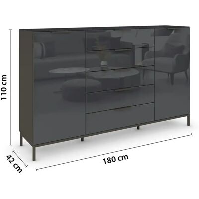 rauch ORANGE Flipp Sideboard - 180x110x42cm, 5 Schubladen, 2 Türen rauch ORANGE Flipp Sideboard - 180x110x42cm, 5 Schubladen, 2 Türen